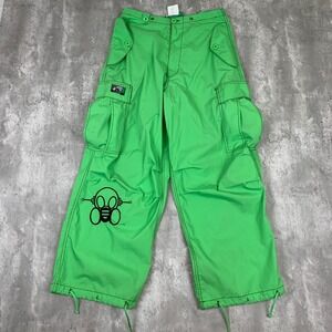 Ghast Rave Cargo Pants Mens 30x30 Lime Green Drawstring Baggy Skater Festival